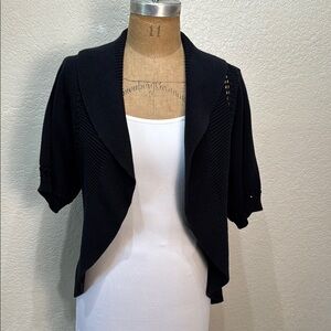 Audrey & Grace Black Women's‎ XL Open Front Knitted Sweater Cardigan